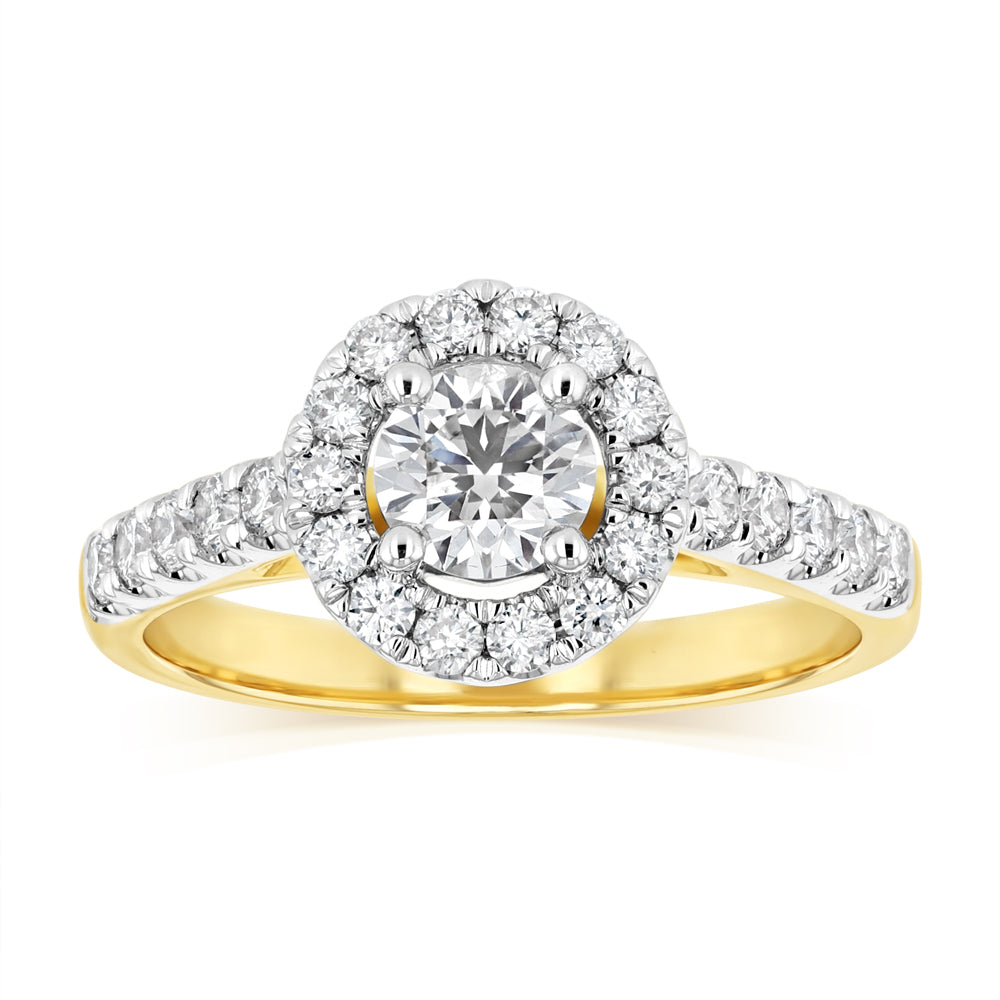 The 1.00 Carat Diamond Ring With 1/2 Carat Australian Diamond Centre in 9ct Yellow Gold